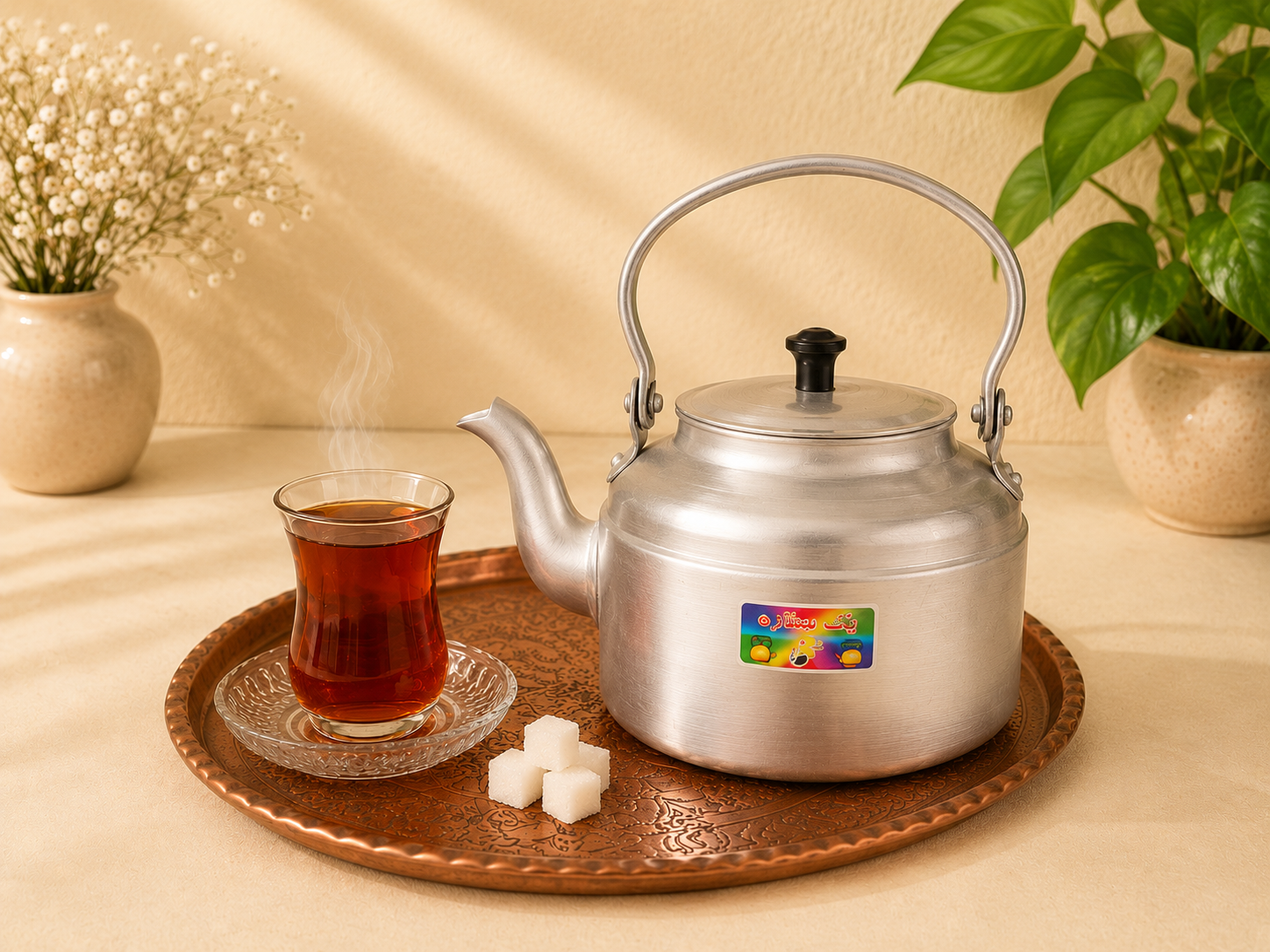 کتری بزرگ روحی مناسب روی آتش