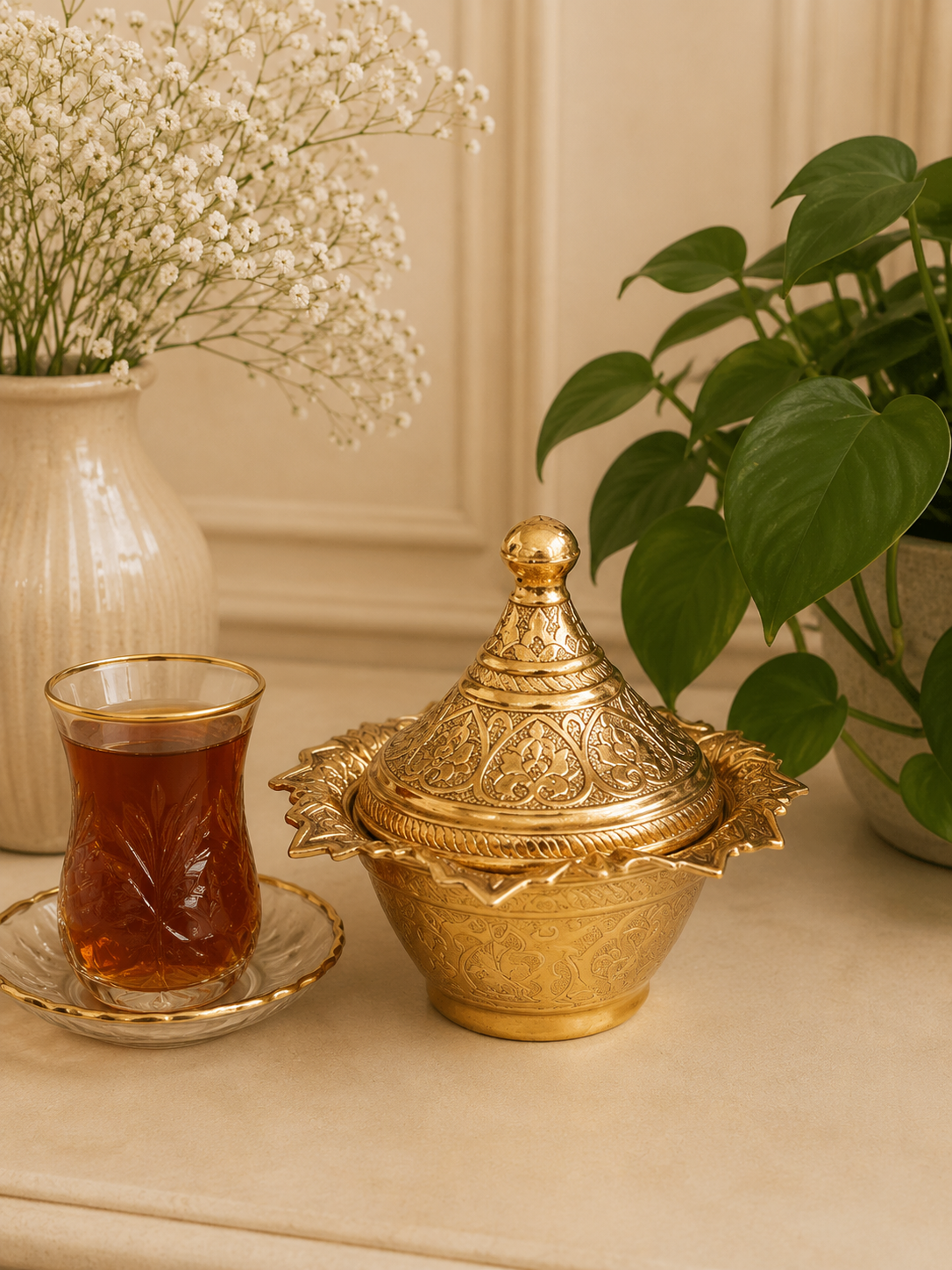 قندان زارا اسیا طلایی سایز بزرک